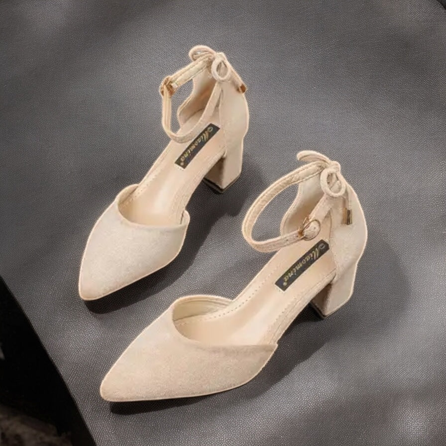 Toffee Grace Velvet Pointed Heel