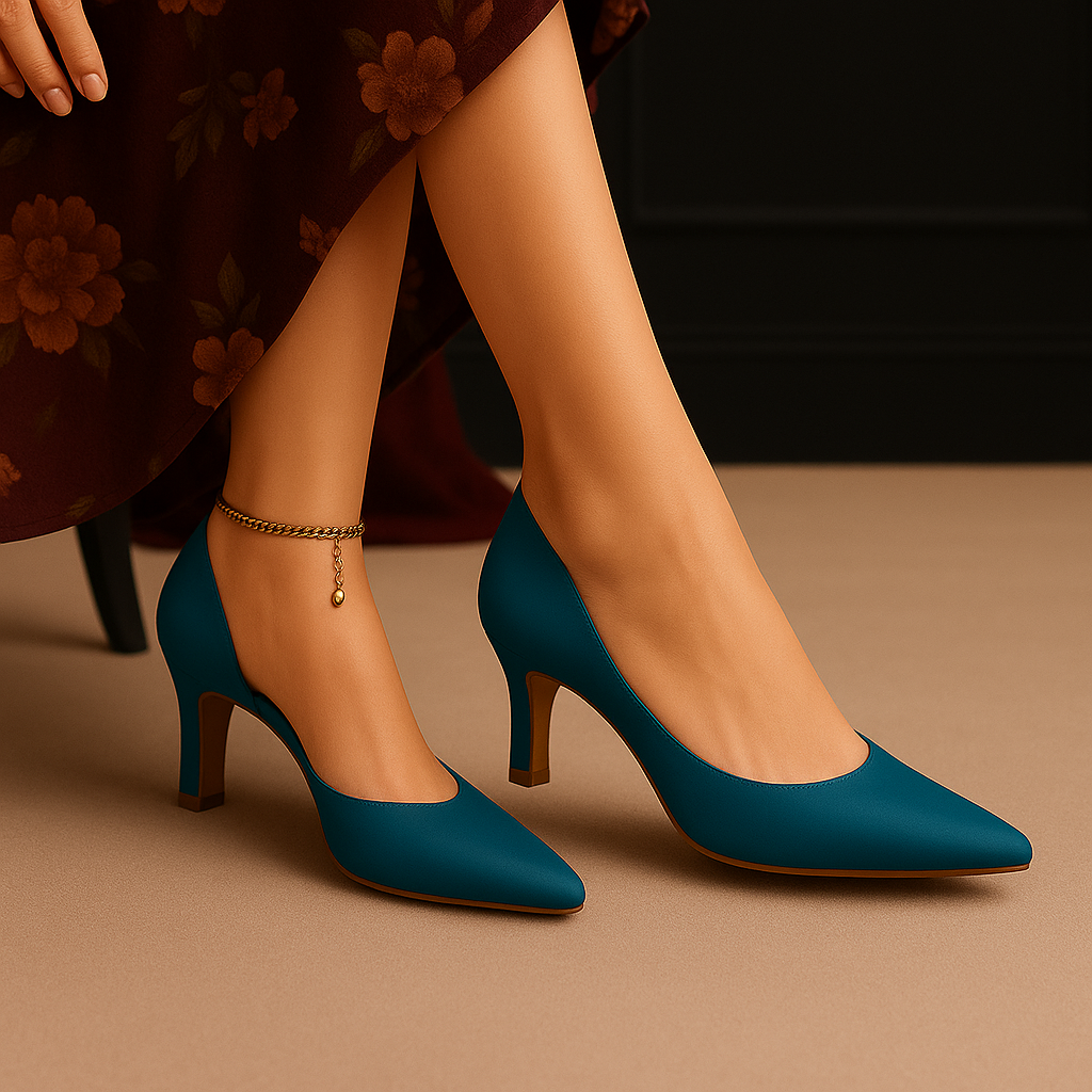 Teal Temptation Pointed Heel