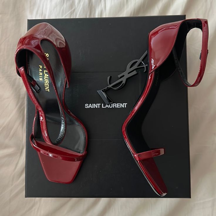 Maroon YSL With - Black Heel Midnight Elegance