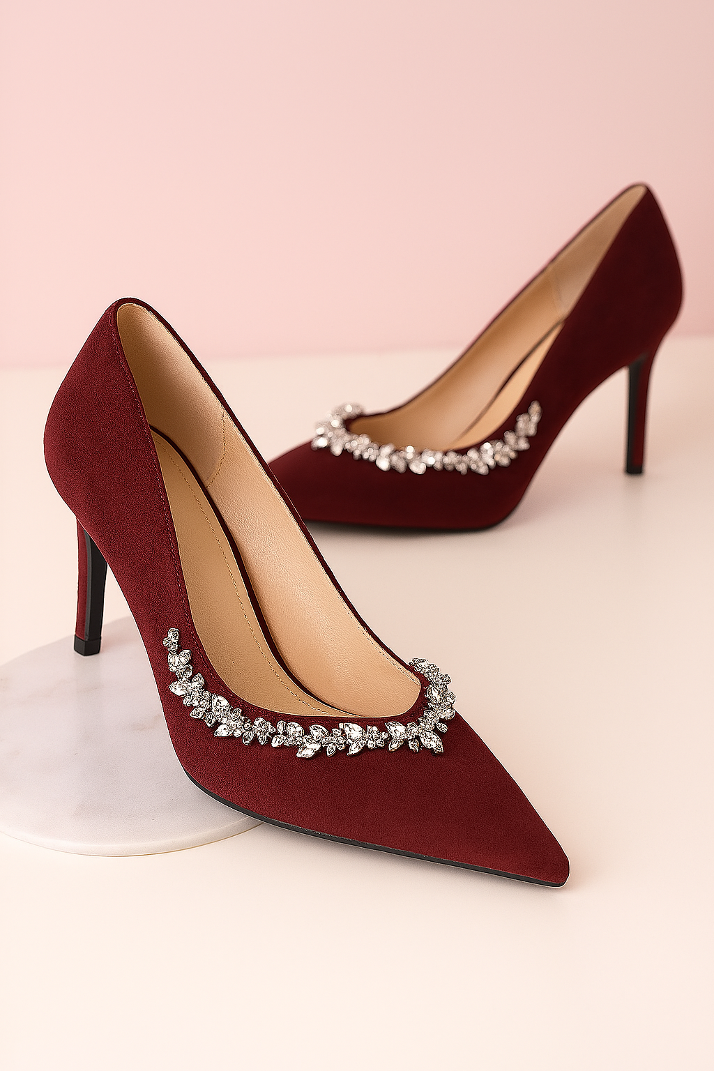 Burgundy Deep Curve Pointed Heel