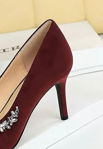 Burgundy Deep Curve Pointed Heel