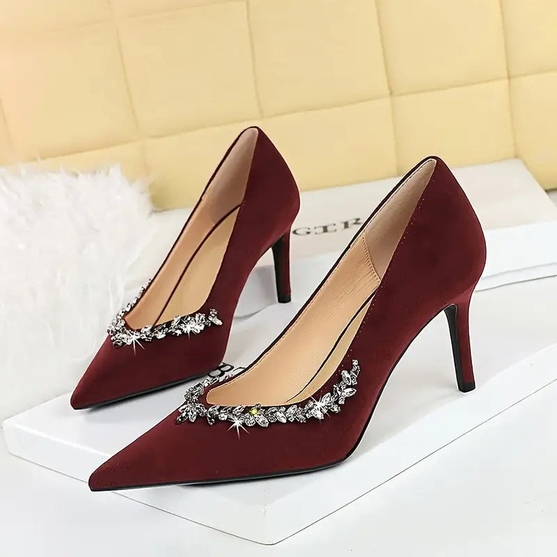 Burgundy Deep Curve Pointed Heel